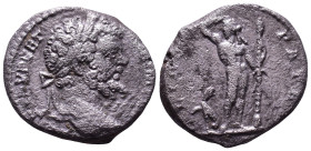 Septimius Severus, 193-211. AR Denarius. Rome. Obv: L SEPT SEV PERT AVG IMP X Laureate head right. Rev: LIBERO PATRI Liber (Bacchus) standing left, ho...