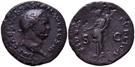 Vespasian, 69-79. Lugdunum. Æ As. Obv: IMP CAES VESPASIAN AVG COS III Head of Vespasian, laureate, right; globe at point of neck. Rev: FIDES PVBLICA S...
