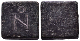Byzantine Bronze Weight, silver inlay N 13mm, 4,20g