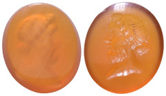 Roman Intaglio Gem. Showing a bearded male head. 14mm, 0,96g