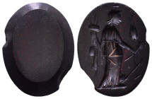Roman Intaglio Gem. Fortuna-Ceres holds a cornucopia and a grain of corn. 14mm, 0,68g