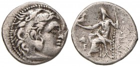 MACEDONIA Alessandro III (336-323 a.C.) Dramma - Busto di Alessandro a d. - R/ Zeus seduto a s. - AG (g 4,12) Tacca al D/
MB