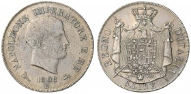 BOLOGNA Napoleone (1806-1814) 5 Lire 1808 Bordo in rilievo - Pag. 47 AG (g 24,95) Diffuse piccole screpolature al D/
qSPL