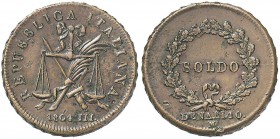 MILANO Repubblica italiana (1802-1805) Progetto del soldo 1804 A. III - Crippa 19 CU (g 10,32)
qSPL