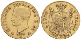 MILANO Napoleone (1805-1814) 40 Lire 1808 Bordo in rilievo, puntali aguzzi, apostrofo curvo - Gig. 72bis AU (g 12,87)
qBB