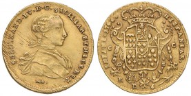 NAPOLI Ferdinando IV (1759-1799) 6 Ducati 1766 Bordo liscio - Magliocca 194 AU (g 8,84) Graffi di conio al D/
BB+