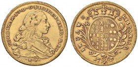 NAPOLI Ferdinando IV (1759-1799) 6 Ducati 1769 N rovesciate - MIR 356/2 AU (g 8,82) Bordo a treccia non uniforme, minimo graffietto sulla guancia al D...