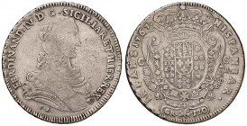 NAPOLI Ferdinando IV (1759-1799) Piastra 1767 - Magliocca 239 AG (g 25,22) Graffietti di conio al R/
qBB