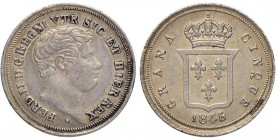 NAPOLI Ferdinando II (1830-1859) 5 Grana 1845 - Gig. 176 AG (g 1,15) RR Le ultime cifre del millesimo sembrano ribattute su 36
qSPL