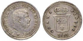 NAPOLI Ferdinando II (1830-1859) 5 Grana 1853 - Gig. 181 AG (g 1,16) Graffietti di conio al R/
SPL