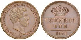 NAPOLI Ferdinando II (1830-1859) 2 Tornesi 1842 - Gig. 250 CU (g 6,08)
SPL+