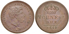 NAPOLI Ferdinando II (1830-1859) 2 Tornesi 1848 - Gig. 253 CU (g 6,63)
qFDC