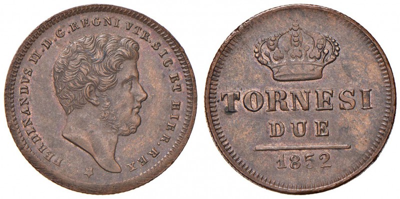 NAPOLI Ferdinando II (1830-1859) 2 Tornesi 1852 - Magliocca 740 CU (g 6,33) 
SP...