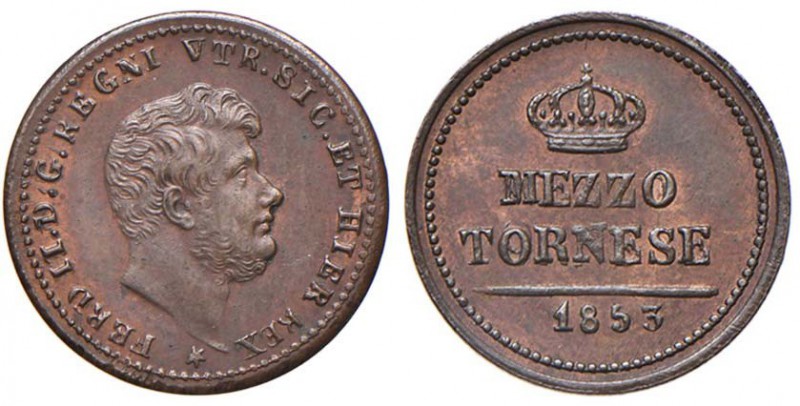 NAPOLI Ferdinando II (1830-1859) Mezzo tornese 1853 - Magliocca 802a CU (g 1,51)...