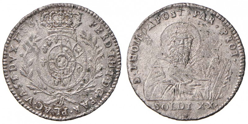 PARMA Ferdinando di Borbone (1766-1897) Lira 1786 - MIR 1080/3 MI (g 3,42) RR Ra...