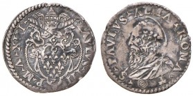 Paolo III (1534-1549) Grosso A. XIII - Munt. 59 var. 1 R AG (g 1,51) RR Graffi al R/
qBB