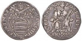Paolo IV (1555-1559) Ancona - Testone - Munt. 28 AG (g 9,35) 
MB+