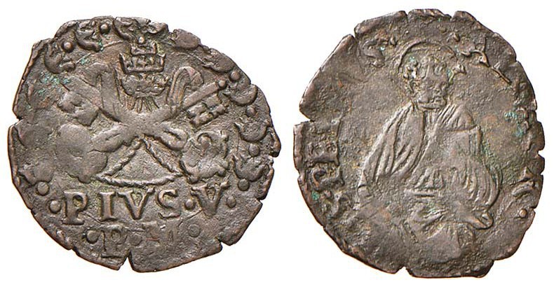 Pio V (1566-1572) Quattrino - Munt. 25 CU (g 0,59)
BB+