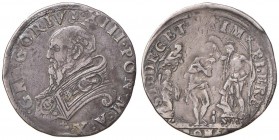 Gregorio XIII (1572-1585) Testone A. X - Munt. 64 AG (g 9,34) Ribattuto al R/ 
MB