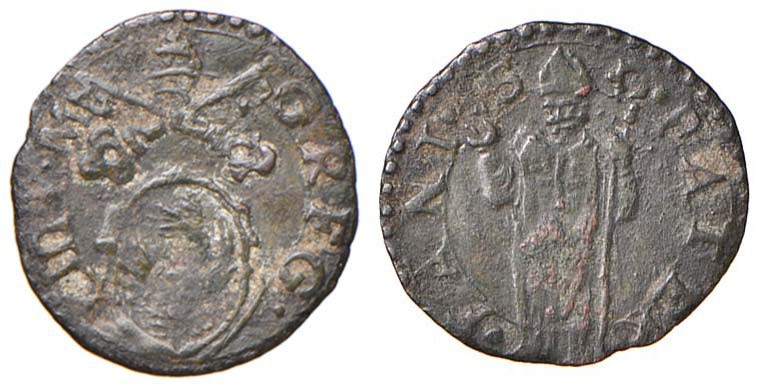 Gregorio XIII (1572-1585) Fano - Quattrino - Munt. 400 CU (g 0,63) 
BB