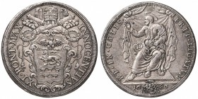 Innocenzo XI (1676-1689) Piastra 1681 - Munt. 33 AG (g 31,80) R Foro abilmente otturato 
BB