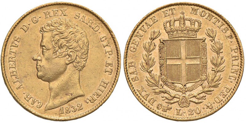 Carlo Alberto (1831-1849) 20 Lire 1832 T FERT - Nomisma 642; Pag. 176a AU R Una ...