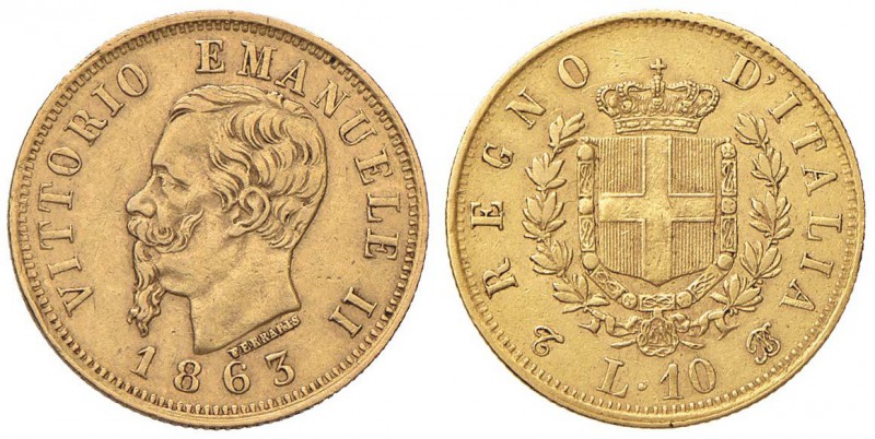 Vittorio Emanuele II (1861-1878) 10 Lire 1863 Ø 18,5 mm - Nomisma 871; Pag. 477 ...