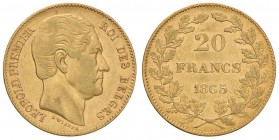 BELGIO Leopoldo I (1831-1865) 20 Franchi 1865 - Fr. 411 AU (g 6,40)
BB