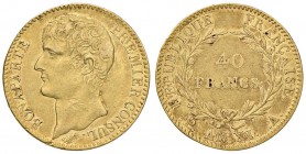 FRANCIA Napoleone (1804-1814) 40 Franchi A. XI A - Gad. 1080 AU (g 12,76) Modesta traccia di appiccagnolo 
BB+