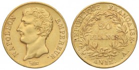 FRANCIA Napoleone (1804-1814) 20 Franchi A. 12 A - Gad. 1021 AU (g 6,41) Lucidato
BB