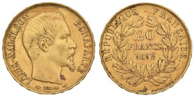 FRANCIA Napoleone III (1852-1870) 20 Franchi 1852 A - Gad. 1060 AU (g 6,48) Depositi
BB