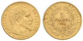 FRANCIA Napoleone III (1852-1870) 5 Franchi 1854 A - Gad. 1000 AU (g 1,62) R Graffietti
BB