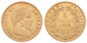 FRANCIA Napoleone III (1852-1870) 5 Franchi 1859 A - Gad. 1000 AU (g 1,62) R Graffietti
BB