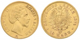 GERMANIA Baviera - Ludwig II (1864-1886) 10 Marchi 1875 D - Fr. 3766 AU (g 4,00) 
MB+