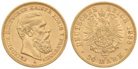 GERMANIA Friedrich III (1888) 20 Marchi 1888 A - Fr. 3828 AU (g 7,94) 
BB+
