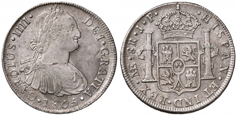 PERU Carlo IV (1788-1808) 8 Reales 1805 Lima - KM 84 AG (g 27,45) Minima screpol...