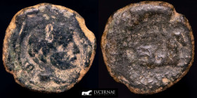 Bursau Bronze Quadrans 3,31 g., 17 mm. Borja, Zaragoza 120-80 B.C. Fine