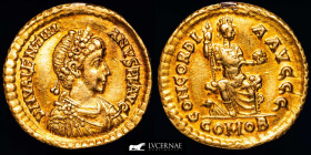 Valentinianus II Gold Solidus 4.46 g. 21 mm. Constantinople 388-92 A.D. Near extremely fine
