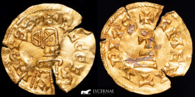 Recesvintus Gold Tremissis 1,39 g. 19 mm. Emerita 649-672 A.D. AU (About Uncirculated)