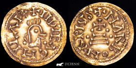 Achila Gold Tremissis 1,56 g. 17 mm. Emerita 710-713 A.D. Near extremely fine