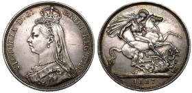 1887 Silver Crown Extremely Fine; attractive old cabinet tone and rainbow iridescence