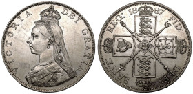1887 Silver Double Florin Roman I in date Uncirculated, handling marks