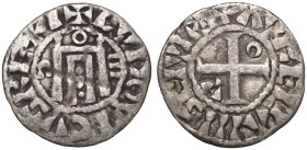 France Louis VI 'the Fat' ND (1108-1137) Silver 1 Denier Very Fine