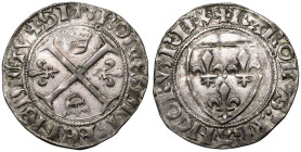 France Charles VI ND (1411) Silver 1 Blanc GuÃ©nar 4Ã¨me Ã©mission About Good Very Fine