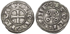 France: Angouleme in the name of Louis ND (1100-1280) Silver 1 Denier Very Fine