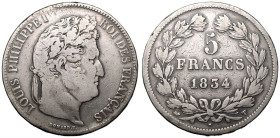 France Louis Philippe I 1834 T Silver 5 Francs