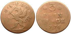Swedish Dominion of Pomerania, Gustav III Copper 3 Pfennig