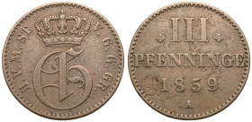 Grand Duchy of Mecklenburg-Strelitz, George Copper 3 Pfennig