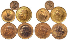 Germany: Westphalia Weimar Republic 1923 Freiherr vom Stein Gold-Plated Tombac 5x Notgeld Denominations