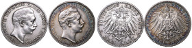 Germany: Kingdom of Prussia Wilhelm II 1908 A Lot of 2 Silver 3 Marks Various conditions